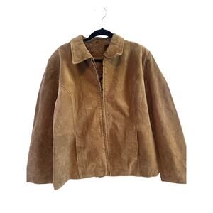 Relativity Brown Suede Jacket XL Genuine Leather Retro Modern Basic